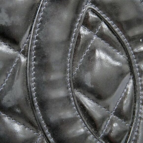 CHANEL CC Patent Shopping Tote Quilted Chain Shoulder Bag Gold Purse - Picture 13 of 16